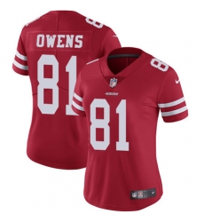 Nike 49ers #81 Terrell Owens Red Team Color Womens Stitched NFL Vapor Untouchable Limited Jersey