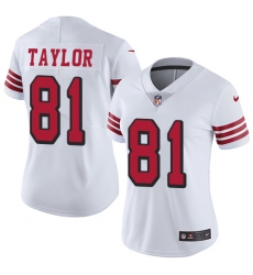 Nike 49ers #81 Trent Taylor White Rush Womens Stitched NFL Vapor Untouchable Limited Jersey