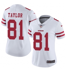 Nike 49ers #81 Trent Taylor White Womens Stitched NFL Vapor Untouchable Limited Jersey