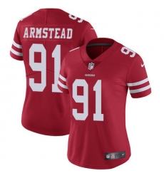 Nike 49ers #91 Arik Armstead Red Team Color Womens Stitched NFL Vapor Untouchable Limited Jersey