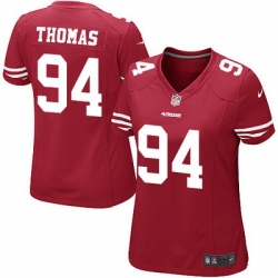 Nike 49ers #94 Solomon Thomas Red Team Color Womens Stitched NFL Elite Jersey