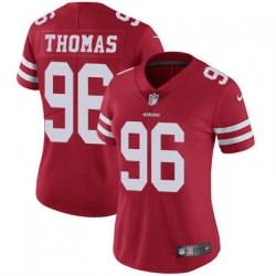 Nike 49ers #96 Solomon Thomas Red Team Color Womens Stitched NFL Vapor Untouchable Limited Jersey