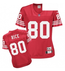 Reebok San Francisco 49ers 80 Jerry Rice Red Womens Throwback Team Color Premier EQT NFL Jersey