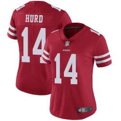 Women 49ers 14 Jalen Hurd Red Team Color Stitched Football Vapor Untouchable Limited Jersey