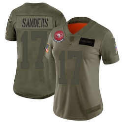 Women 49ers 17 Emmanuel Sanders Camo Stitched Football Limited 2019 Salute to Service Jersey