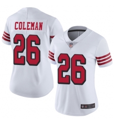 Women 49ers 26 Tevin Coleman White Rush Stitched Football Vapor Untouchable Limited Jersey