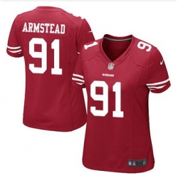 Women NEW 49ers #91 Arik Armstead Red Team Color Stitched NFL Elite Jersey
