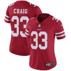 Women NFL 49ers 33 Roger Craig Red Vapor Untouchable Limited Jersey