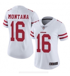 Women NFL San Francisco 49ers 16 Joe Montana White Vapor Untouchable Limited Stitched Jersey