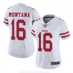 Women NFL San Francisco 49ers 16 Joe Montana White Vapor Untouchable Limited Stitched Jersey