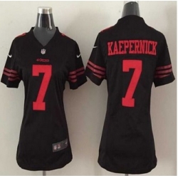 Women New 49ers #7 Colin Kaepernick Black Alternate Stitched NFL Elite Jersey