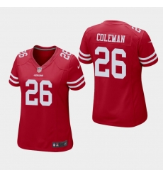 Women Nike 49ers #26 Tevin Coleman Red Game Jersey