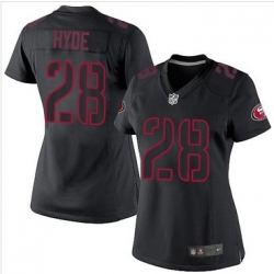 Women Nike 49ers #28 Carlos Hyde Black Impact Stitched NFL Limited Jersey