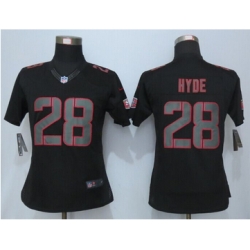 Women Nike 49ers #28 Carlos Hyde Impact Limited Black Jersey