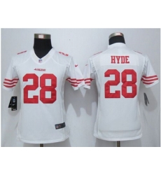 Women Nike 49ers #28 Carlos Hyde White Stitched NFL Limited Jersey