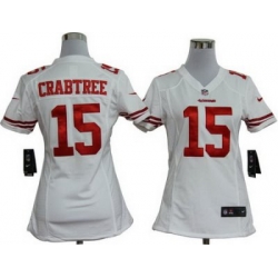 Women Nike San Francisco 49ers 15# Crabtree Authentic White Jersey