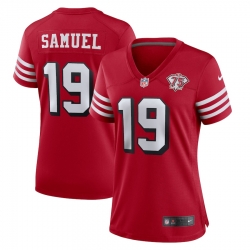 Women Nike San Francisco 49ers 19 Deebo Samuel Red Rush 75th Anniversary Stitched NFL Vapor Untouchable Limited Jersey