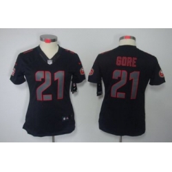 Women Nike San Francisco 49ers #21 Frank Gore Black Jerseys[Impact Limited]