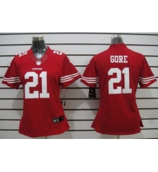 Women Nike San Francisco 49ers 21# Frank Gore Red LIMITED NFL Jerseys