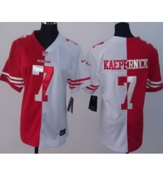 Women Nike San Francisco 49ers 7 Colin Kaepernick Red White Split NFL Jerseys
