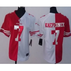Women Nike San Francisco 49ers 7 Colin Kaepernick Red White Split NFL Jerseys
