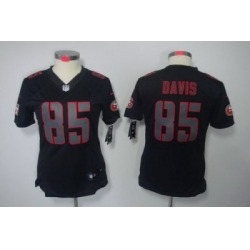 Women Nike San Francisco 49ers #85 Vernon Davis Black Jerseys[Impact Limited]