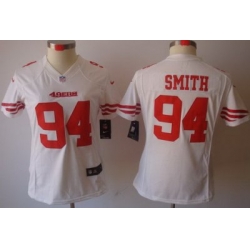 Women Nike San Francisco 49ers #94 Justin Smith White Game LIMITED NFL Jerseys