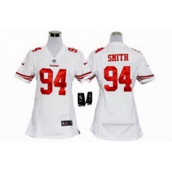 Women Nike San Francisco 49ers #94 Justin Smith White Jersey