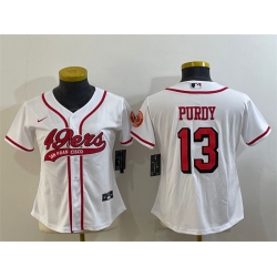 Women San Francisco 49ers 13 Brock Purdy New White With Patch Cool Base Stitched Baseball Jersey