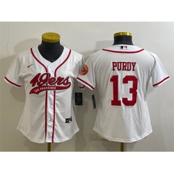 Women San Francisco 49ers 13 Brock Purdy White With Patch Cool Base Stitched Baseball Jersey