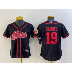 Women San Francisco 49ers 19 Deebo Samuel Black With Patch Cool Base Stitched Baseball Jersey