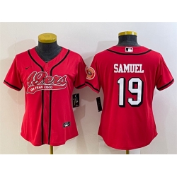 Women San Francisco 49ers 19 Deebo Samuel New Red With Patch Cool Base Stitched Baseball Jersey