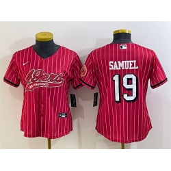 Women San Francisco 49ers 19 Deebo Samuel New Red With Patch Cool Base Stitched Baseball JerseyS