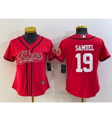 Women San Francisco 49ers 19 Deebo Samuel Red With Patch Cool Base Stitched Baseball Jersey