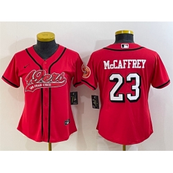 Women San Francisco 49ers 23 Christian McCaffrey New Red With Patch Cool Base Stitched Baseball Jersey
