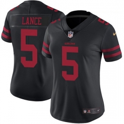 Women San Francisco 49ers 5 Trey Lance Black Alternate Women Stitched NFL Vapor Untouchable Limited Jersey