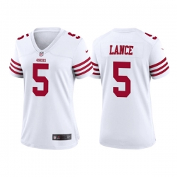 Women San Francisco 49ers 5 Trey Lance White Stitched Jersey