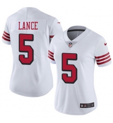 Women San Francisco 49ers 5 Trey Lance White Women Stitched NFL Limited Rush Jersey