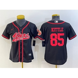 Women San Francisco 49ers 85 George Kittle Black With Patch Cool Base Stitched Baseball Jersey