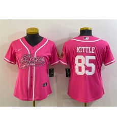 Women San Francisco 49ers 85 George Kittle Pink With Patch Cool Base Stitched Baseball Jersey