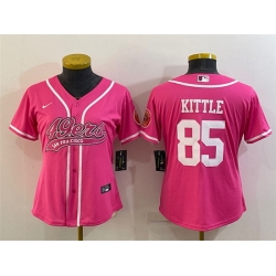 Women San Francisco 49ers 85 George Kittle Pink With Patch Cool Base Stitched Baseball Jersey