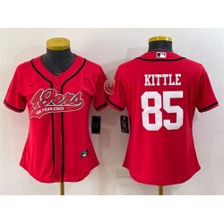 Women San Francisco 49ers 85 George Kittle Red With Patch Cool Base Stitched Baseball Jersey