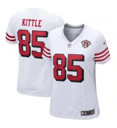Women San Francisco 49ers 85 George Kittle White 75th Anniversary Jersey