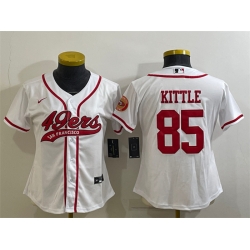 Women San Francisco 49ers 85 George Kittle White With Patch Cool Base Stitched Baseball Jersey