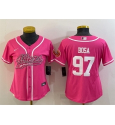 Women San Francisco 49ers 97 Nick Bosa Pink With Patch Cool Base Stitched Baseball Jersey