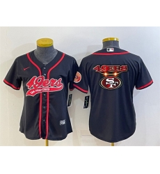 Women San Francisco 49ers Black Team Big Logo With Patch Cool Base Stitched Baseball Jersey