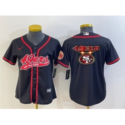 Women San Francisco 49ers Black Team Big Logo With Patch Cool Base Stitched Baseball Jersey