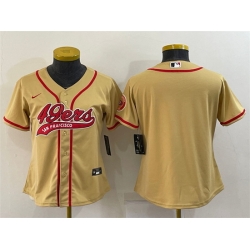 Women San Francisco 49ers Blank Gold With Patch Cool Base Stitched Baseball Jersey