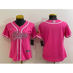 Women San Francisco 49ers Blank Pink With Patch Cool Base Stitched Baseball Jersey