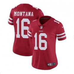 Women San Francisco 49ers Joe Montana #16 Limited Player Red Jersey